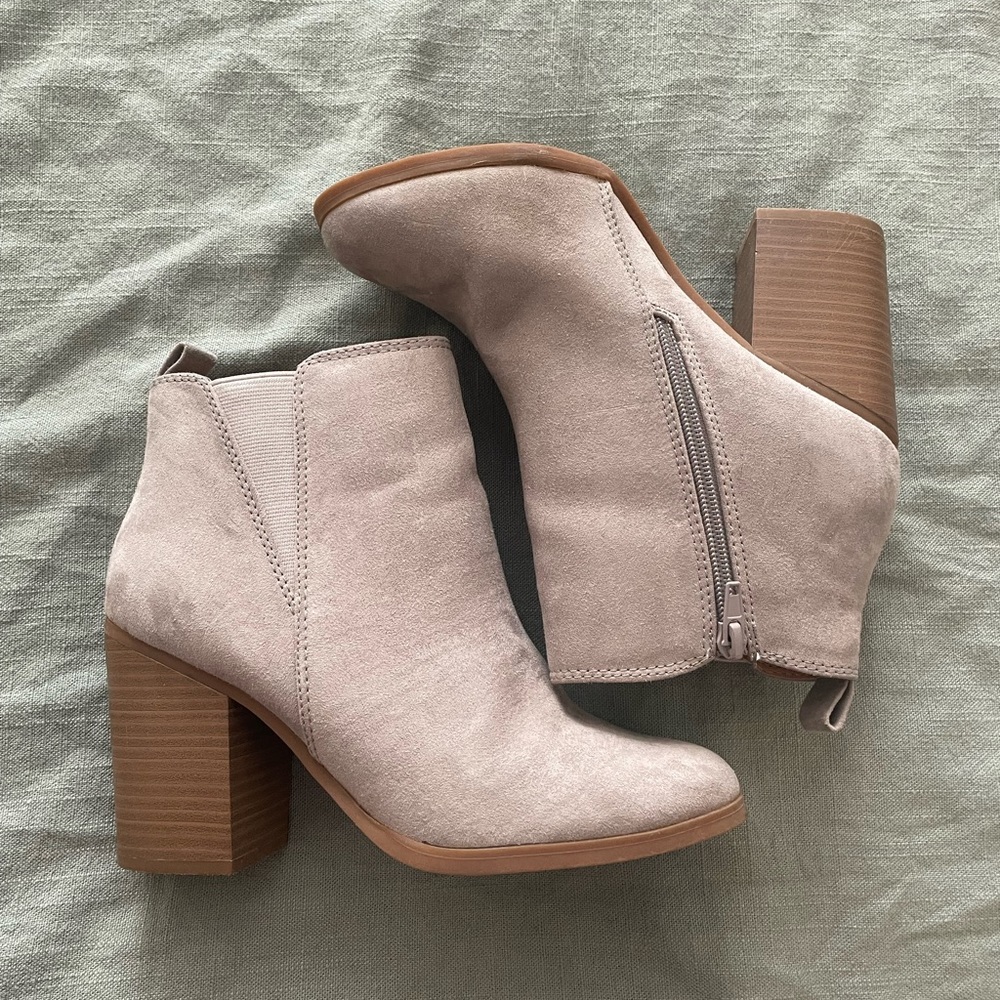 Like new Beige suede tall booties, Express. Size 7.